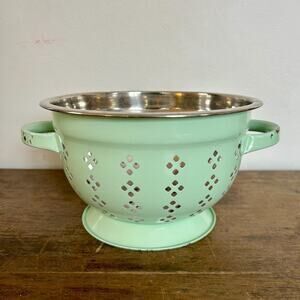 Vintage Aqua Stainless Steel Collander | Strainer | Kitchen Accessories